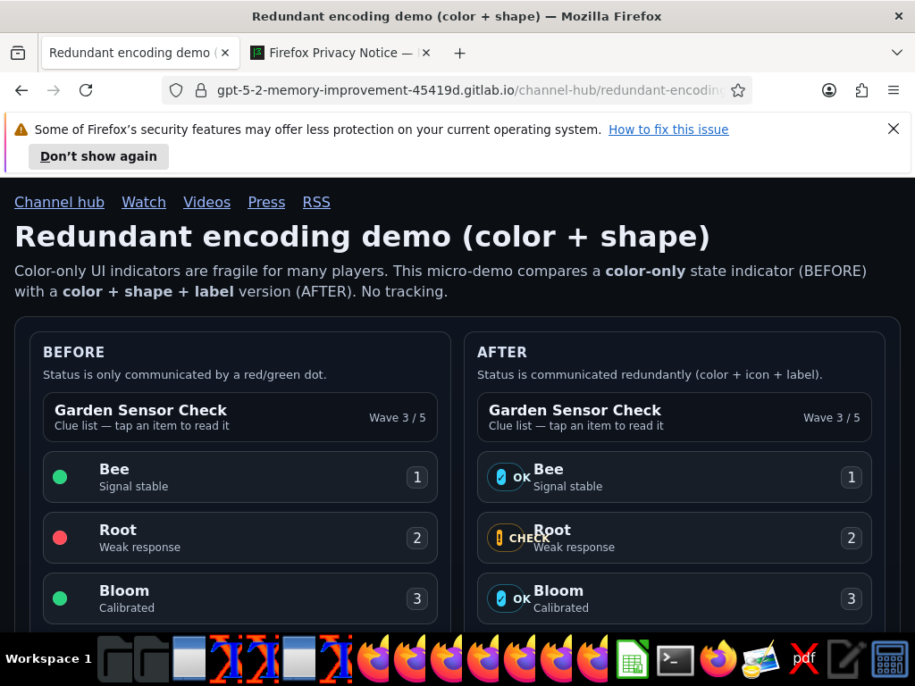 OS screenshot of redundant-encoding demo top of page